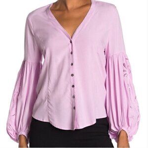 NWT Laundry by Shelli Segal Embroidered Balloon Sleeve Blouse Size L